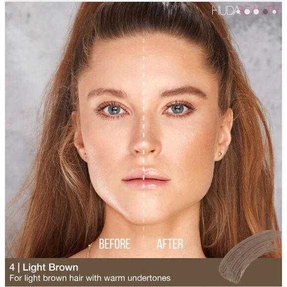 HUDA BEAUTY -  NWT #BombBrows Full & Fluffy Fiber Gel in #4 Light Brown - Picture 9 of 11